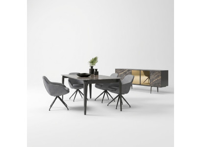 Sala da pranzo di lusso completa, tavolo da pranzo 4 sedie Arredamento con credenza e specchio.