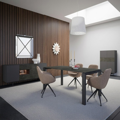 Lussuoso set da pranzo per sala da pranzo con tavolo da pranzo e 4 sedie, design moderno, arredamento nuovo.