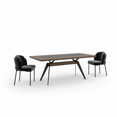 Set da sala da pranzo di lusso Tavolo da pranzo 4x sedie Sedia Tessuto Set da pranzo Nuovo