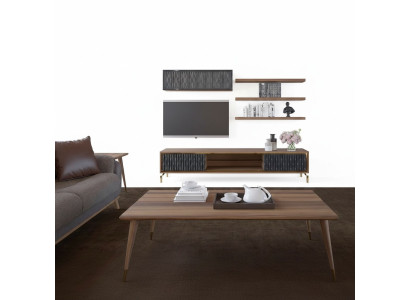 Completamente parete attrezzata armadietto in legno mobili moderni set 5 pezzi 3x mensole da parete nuove.