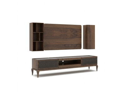 Set di mobili in legno per soggiorno 4 pezzi, base TV, librerie, parete attrezzata, telaio TV nuovo.