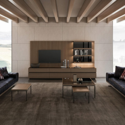 Mobili in legno Soggiorno Soggiorno di lusso Parete abitativa moderna Design Nuovo