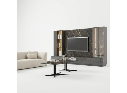 Set completo mobili da soggiorno 6 pezzi, parete attrezzata design, mobili in legno, arredamento di lusso.