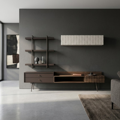 Scaffale marrone per soggiorno completo con parete attrezzata TV Stand Scaffali a parete