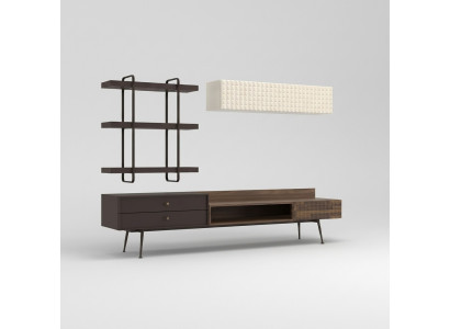 Scaffale marrone per soggiorno completo con parete attrezzata TV Stand Scaffali a parete