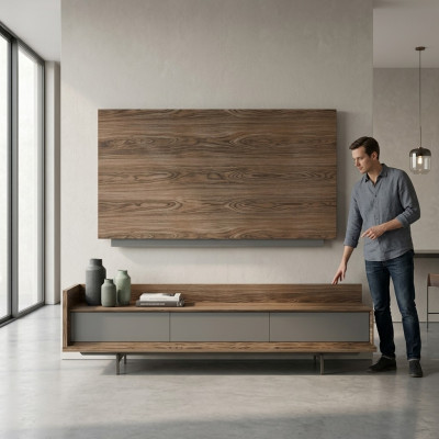 Mobile porta TV a parete di lusso Cornice TV Completamente Arredamento Soggiorno