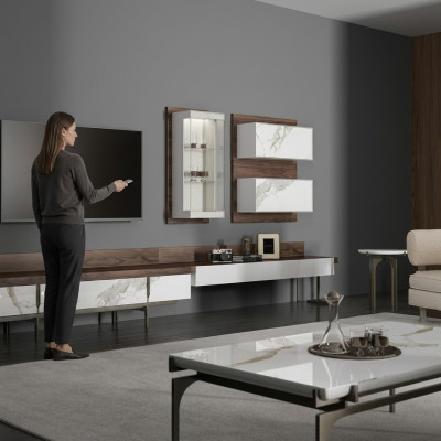 Soggiorno mobile tv Stand cassetto mobile a muro Moderno soggiorno Cofanetto Sospensione Vetrina Legno