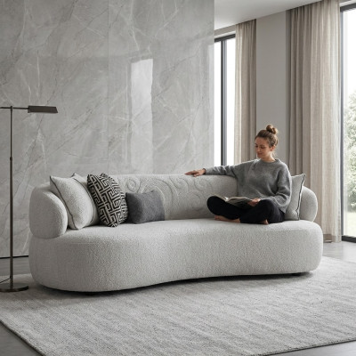Soggiorno Bianco Divano a tre posti Tessuto Mobili imbottiti Designer moderni Mobili