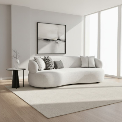 Soggiorno Bianco Divano a tre posti Tessuto Mobili imbottiti Designer moderni Mobili