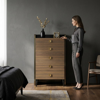 Mobile buffet di lusso in legno per sala da pranzo. Moderno design degli armadi. Nuovo arredamento di design.