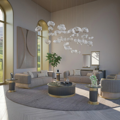 Set di divani 4 pezzi Divano imbottito Soggiorno Divano a tre posti Design moderno Poltrona