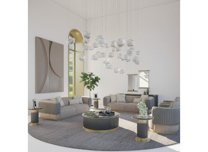 Set di divani 4 pezzi Divano imbottito Soggiorno Divano a tre posti Design moderno Poltrona