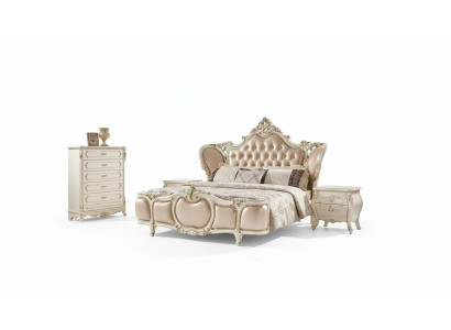 classico set camera da letto mobili letto 2x comodini cassettiera set di lusso 4 pezzi