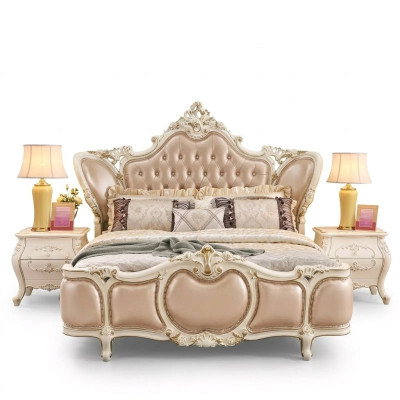 Camera da letto mobili Letto 2x Comodini Set di lusso Mobili classici 3 pezzi nuovi