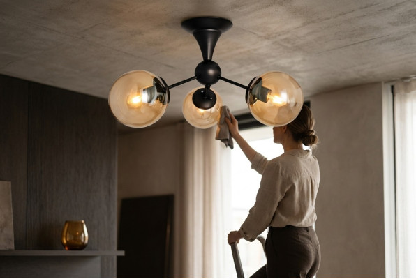 Lampada a soffitto, lampada a sospensione moderna, soggiorno nero, luci di lusso.