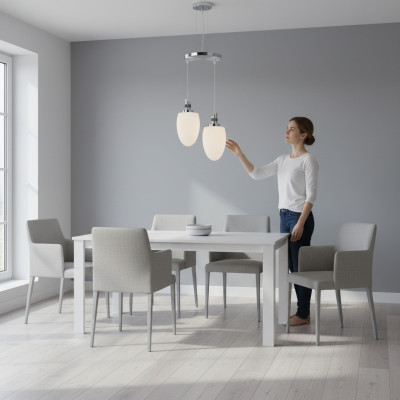 Lampada a soffitto in vetro bianco moderno per il lusso del soggiorno, nuovo stile 33x70cm.