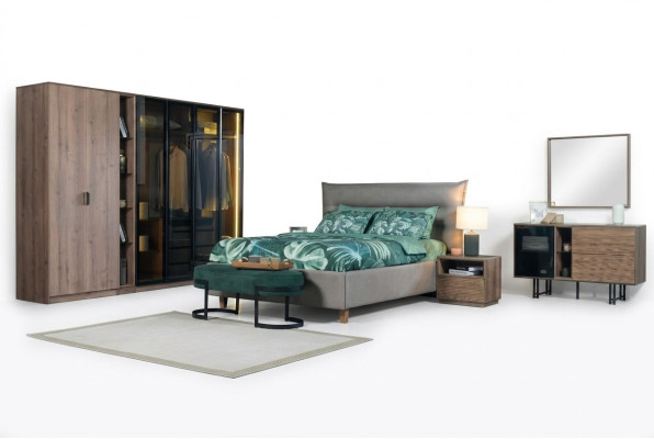Camera da letto Set Loft Design Letto Armadio Letti Comodino 5 pezzi