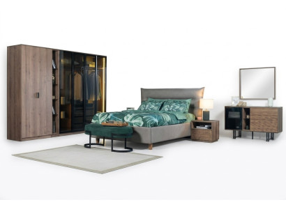 Camera da letto Set Loft Design Letto Armadio Letti Comodino 5 pezzi