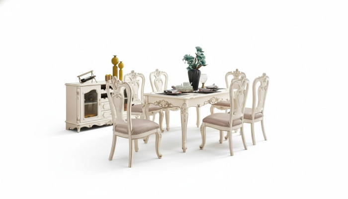 Sala da pranzo set di mobili per il vostro interno mobili classici in bianco perlato da 8 pezzi.