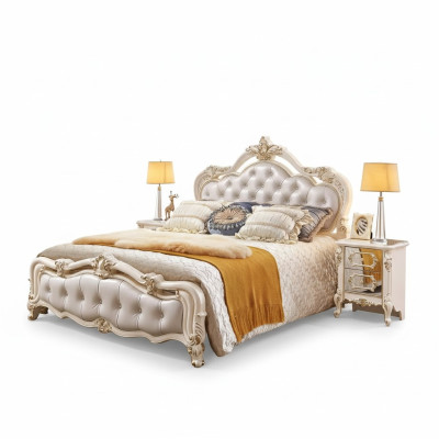 Set camera da letto chesterfield Letto + 2 comodini in legno di lusso 3 pezzi interni