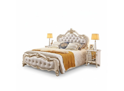Set camera da letto chesterfield Letto + 2 comodini in legno di lusso 3 pezzi interni