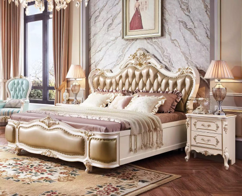 Set camera da letto mobili in legno di design classico di lusso nuovo 8 pezzi