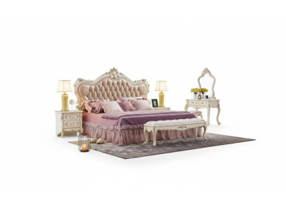 Set camera da letto Chesterfield, letto, 2 comodini, mobili classici 3 pezzi