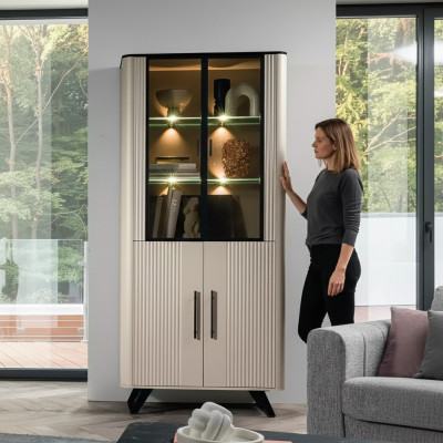 Vetrina soggiorno moderna e di lusso beige vetrina in vetro armadi armadio
