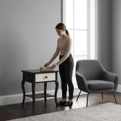 Comodino in legno tavolo design per camera da letto Tavolino stile antico Nuovo