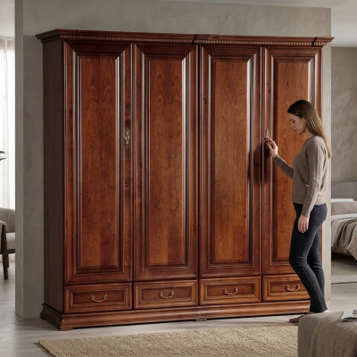 Armadio da camera in legno stile barocco rococò a 4 ante.