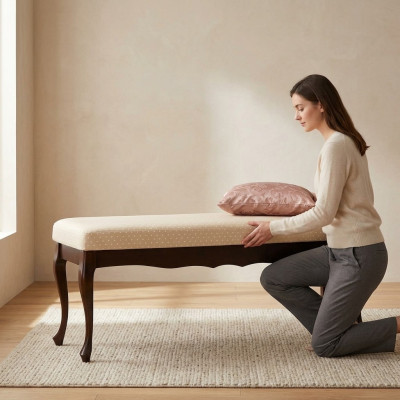 Banca classica di design sgabello mobile imbottito panchina panchina pouf