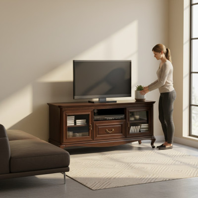 Soggiorno TV supporto moderno televisore stendi massello mobile di legno.