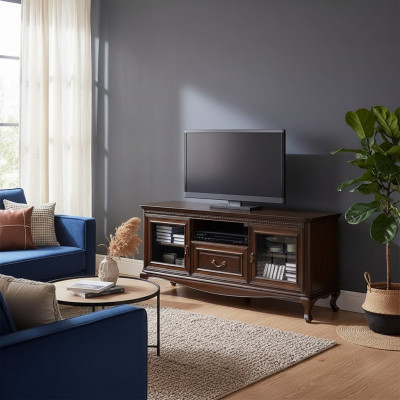 Soggiorno TV supporto moderno televisore stendi massello mobile di legno.