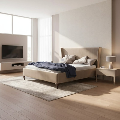 Letto imbottito design lusso doppio letti hotel barocco mobili in legno
