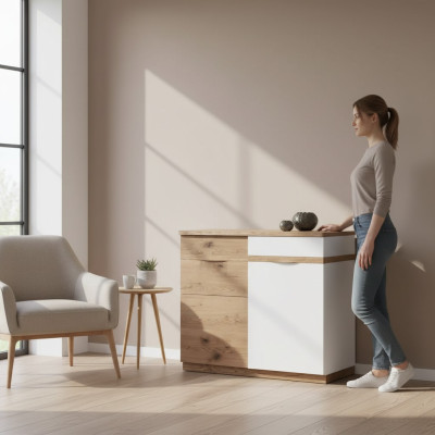 Comò con 3 cassetti bianco madia in legno moderna