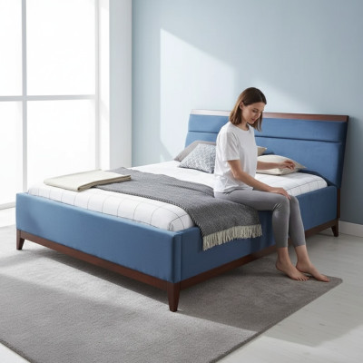 Letto camera da letto Mobili di lusso in colore blu Novità per i tuoi interni