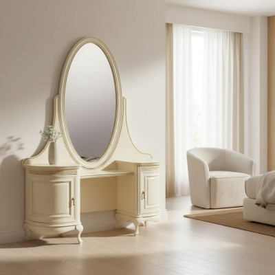 Tavolino trucco Specchio Camera da letto Mobili di lusso beige Console Tavolo Sideboard.