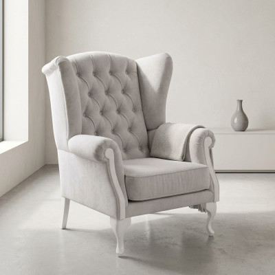 Poltrona monoposto design bianca imbottita per il soggiorno.