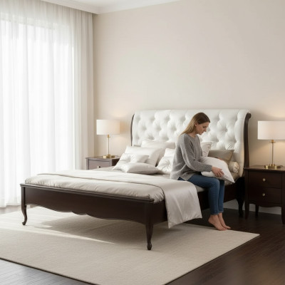 Letto in tessuto design, letti matrimoniali di lusso moderni struttura camera da letto hotel.