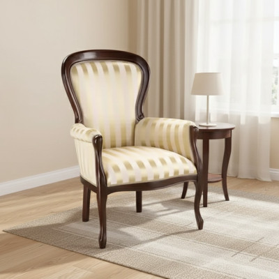 Sedia di lusso in tessuto per soggiorno, design classico, imbottitura