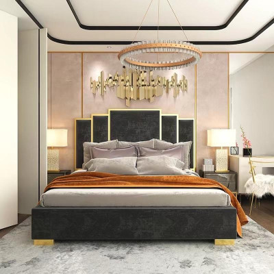 Letto 2x comodini 3 pezzi set camera da letto design moderno di lusso comodini