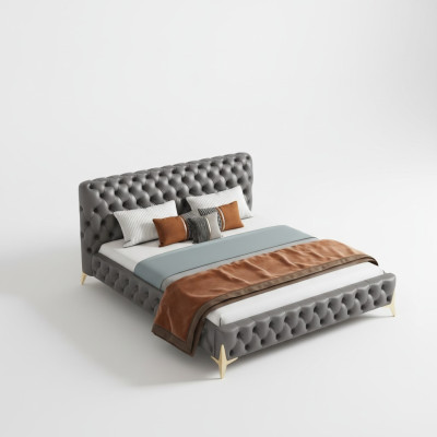 Letto 2x Comodino 3 pezzi Set camera da letto Design Moderno Set da letto di lusso