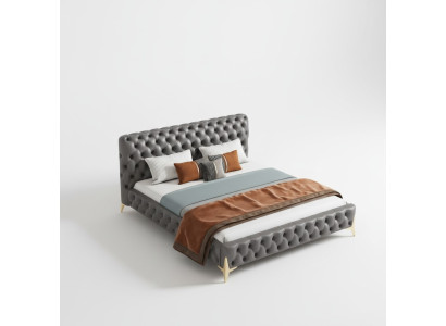 Letto 2x Comodino 3 pezzi Set camera da letto Design Moderno Set da letto di lusso