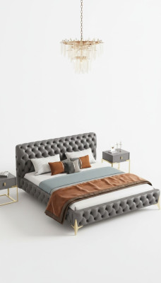 Letto Chesterfield Imbottito Design di lusso Letti matrimoniali di lusso per hotel Nuovo hotel di lusso