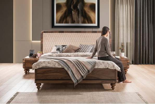 Camera da letto Mobili Letto di lusso Design 2x Comodini Letto matrimoniale 3pz