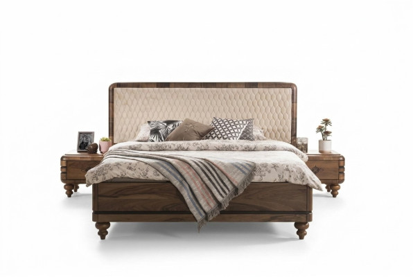 Camera da letto Mobili Letto di lusso Design 2x Comodini Letto matrimoniale 3pz