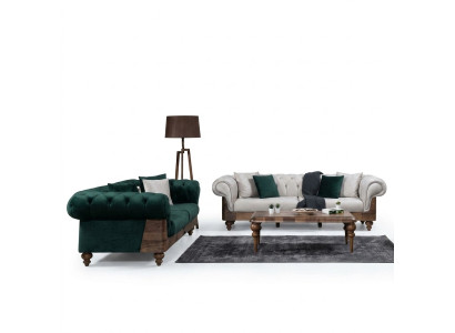 Set di divani moderni Chesterfield 3+3 posti di lusso per il soggiorno.