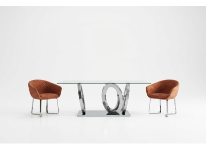 Tavolo da pranzo moderno in vetro con design da designer per sala da pranzo e cucina