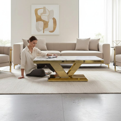 Tavolino design 130x70 in metallo per il soggiorno di lusso.