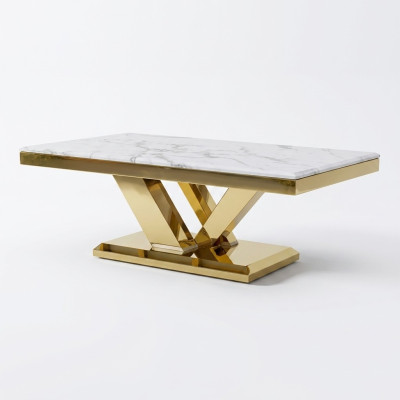 Tavolino design 130x70 in metallo per il soggiorno di lusso.